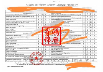 燕山大学出国留学中英文成绩单打印案例