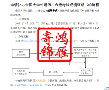 申请补办全国大学外语四、六级考试成绩证明书的流程