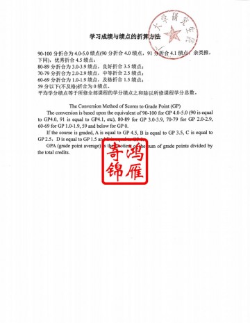 广州大学研究生出国留学成绩单平均学分绩点计算方法标准证明GPA打印案例