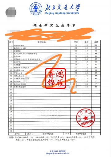 北京交通大学研究生出国留学成绩单打印案例