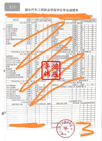 烟台汽车工程职业学院中文成绩单打印案例