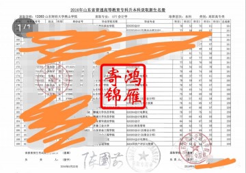 山东财经大学燕山学院新生录取花名册复印案例