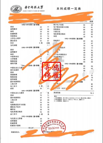 华中科技大学出国留学中英文成绩单打印案例