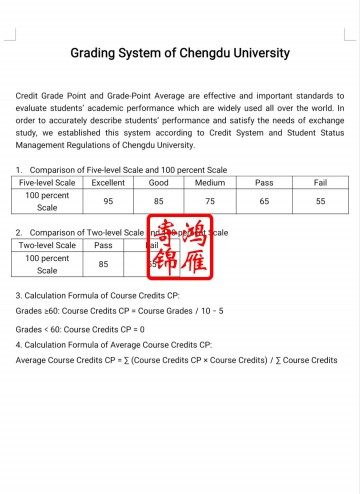 成都大学出国留学中英文成绩单平均学分绩点计算方法证明GPA