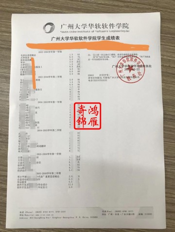 广州大学华软软件学院中英文成绩单打印案例