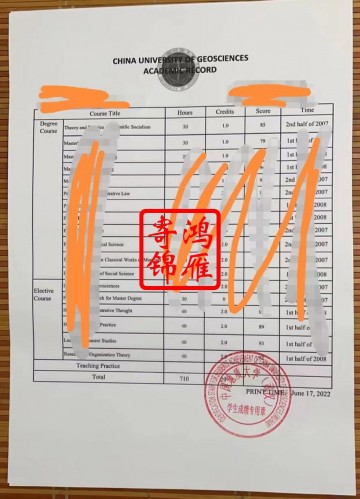 中国地质大学（武汉）研究生中英文成绩单打印案例