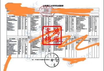 山东理工大学出国留学中英文成绩单打印案例