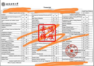 西南财经大学出国留学中英文成绩单打印盖章案例