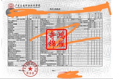 广东交通职业技术学院中文成绩单打印案例