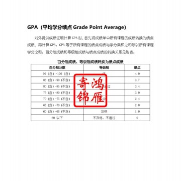 北京科技大学出国留学成绩单平均学分绩点证明GPA换算方法标准