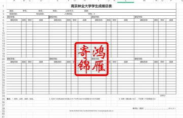 南京林业大学出国留学中英文成绩单打印翻译模板