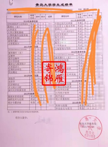 青岛大学毕业生中文成绩单打印案例