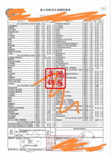 泰山学院中文成绩单打印案例