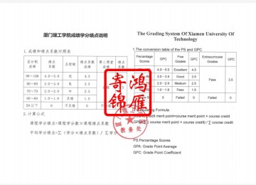 厦门理工学院出国留学成绩单平均学分绩点计算方法证明GPA