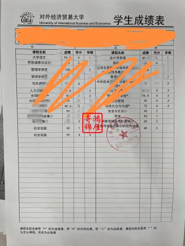 对外经济贸易大学继续教育与远程教育学院毕业中文成绩单打印案例