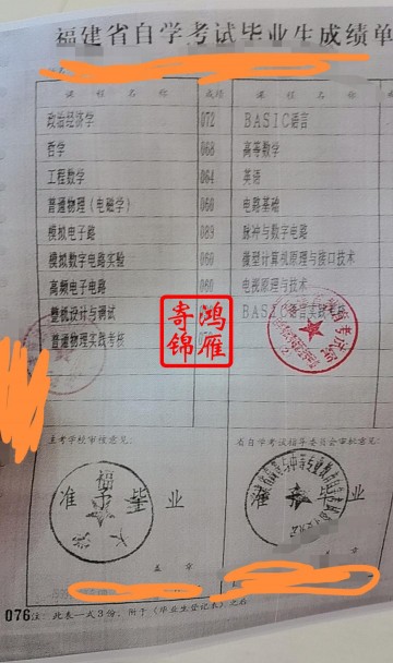 福州大学自考毕业成绩单打印案例