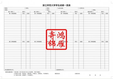 浙江师范大学出国留学英文成绩单翻译模板