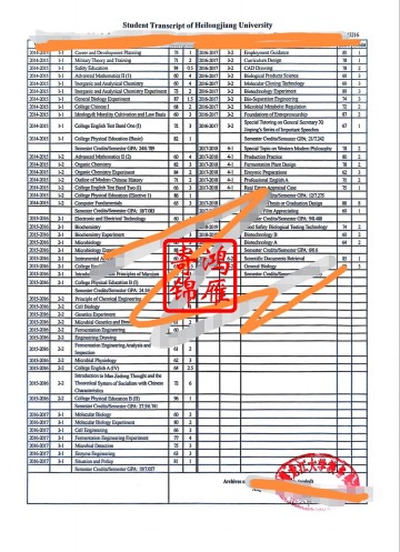 黑龙江大学出国留学中英文成绩单打印案例