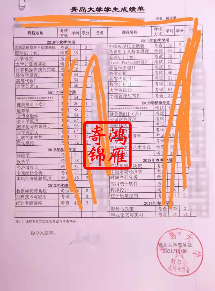 青岛大学毕业生中文成绩单打印案例.jpg