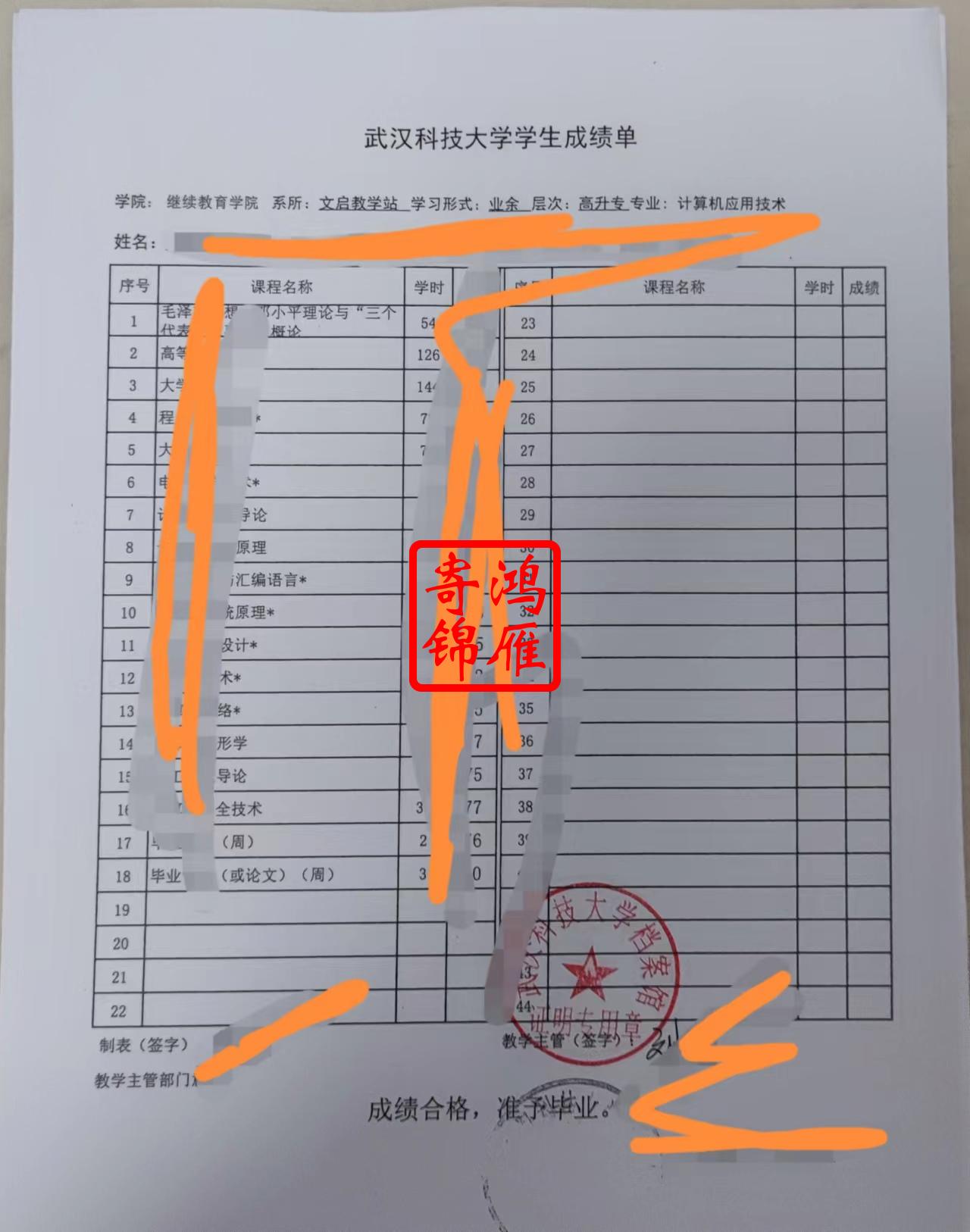 武汉科技大学继续教育学院中文成绩单打印案例.jpg