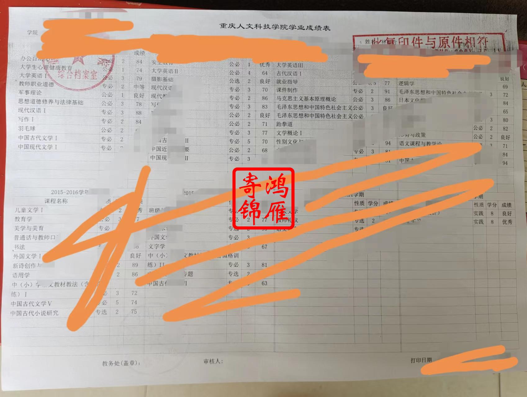 重庆人文科技学院本科中文成绩单打印案例.jpg